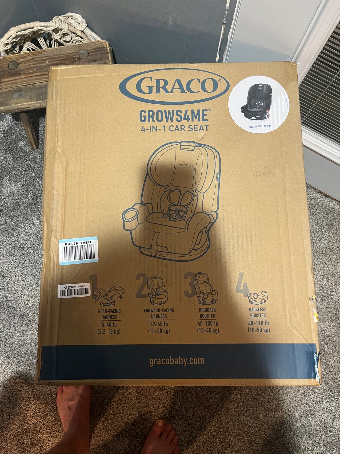 Graco Grows4Me 4 in 1 Car Seat, Infant to Toddler Car Seat with 4 Modes, West Point