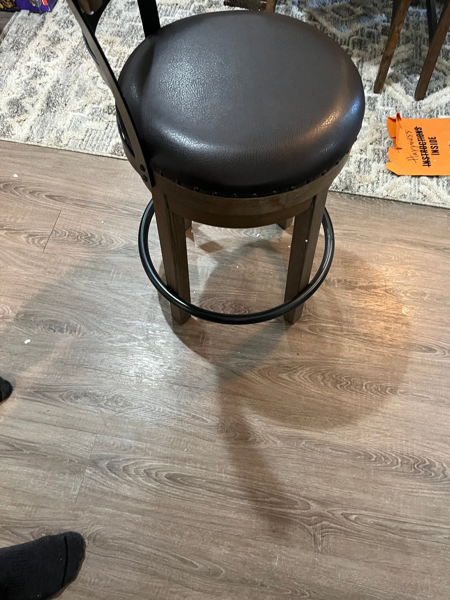 Pinnadel Upholstered Swivel Counter Stool
