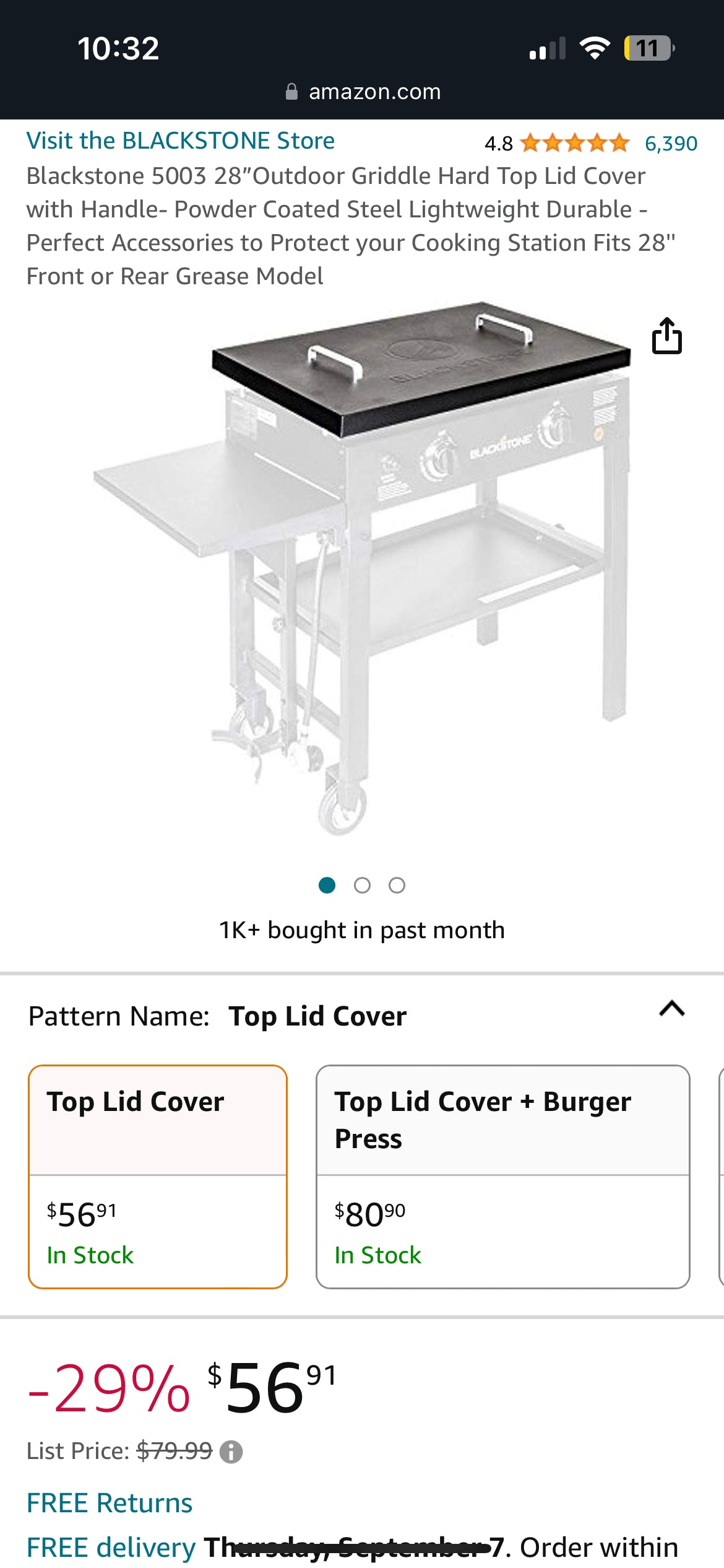 Blackstone 5003 28”Outdoor Griddle Hard Top Lid Cover with Handle- Powder Coated Steel Lightweight Durable - Perfect Accessories to Protect your Cooking Station Fits 28'' Front or Rear Grease Model