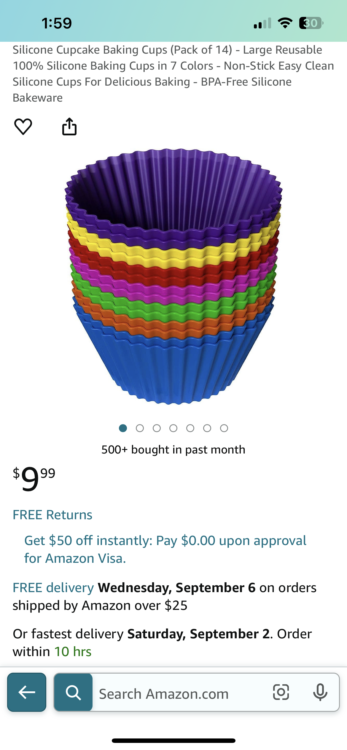 Silicone Cupcake Baking Cups (Pack of 14) - Large Reusable 100% Silicone Baking Cups in 7 Colors - Non-Stick Easy Clean Silicone Cups For Delicious Baking - BPA-Free Silicone Bakeware