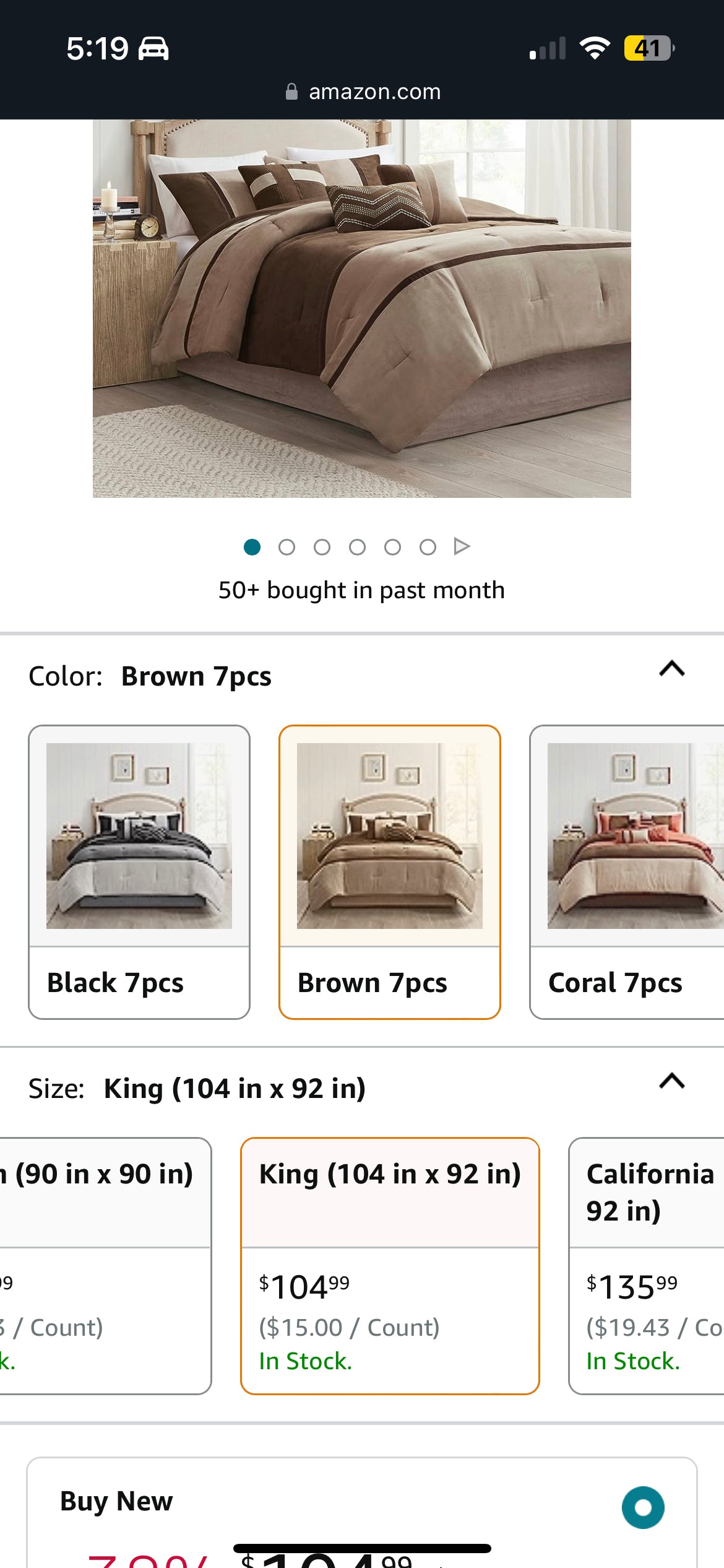 Madison Park Palisades Comforter Set Modern Faux Suede Pieced Stripe Design, All Season Down Alternative Cozy Bedding with Matching Shams, Decorative Pillows, Cal King(104"x92"), Brown 3 piece