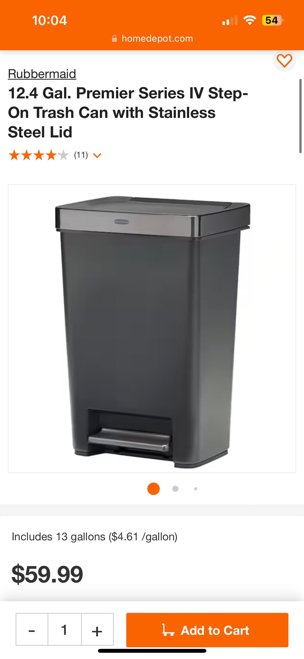 12.4 Gal. Premier Series IV Step-On Trash Can with Stainless Steel Lid